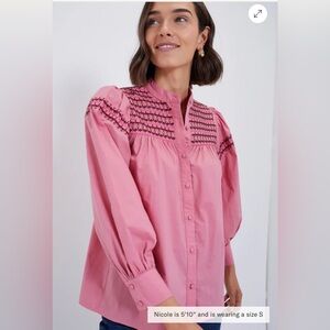 THE SHIRT BY ROCHELLE BEHRENS NWT Rose Long Sleeve Saylor Shirt Size M